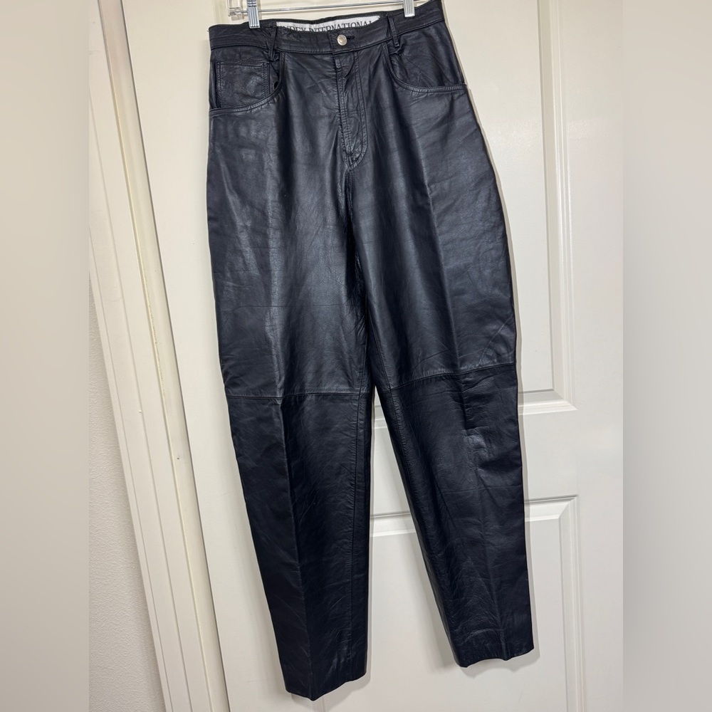 Vintage Black Leather Pants Index International Size 32 Tapered